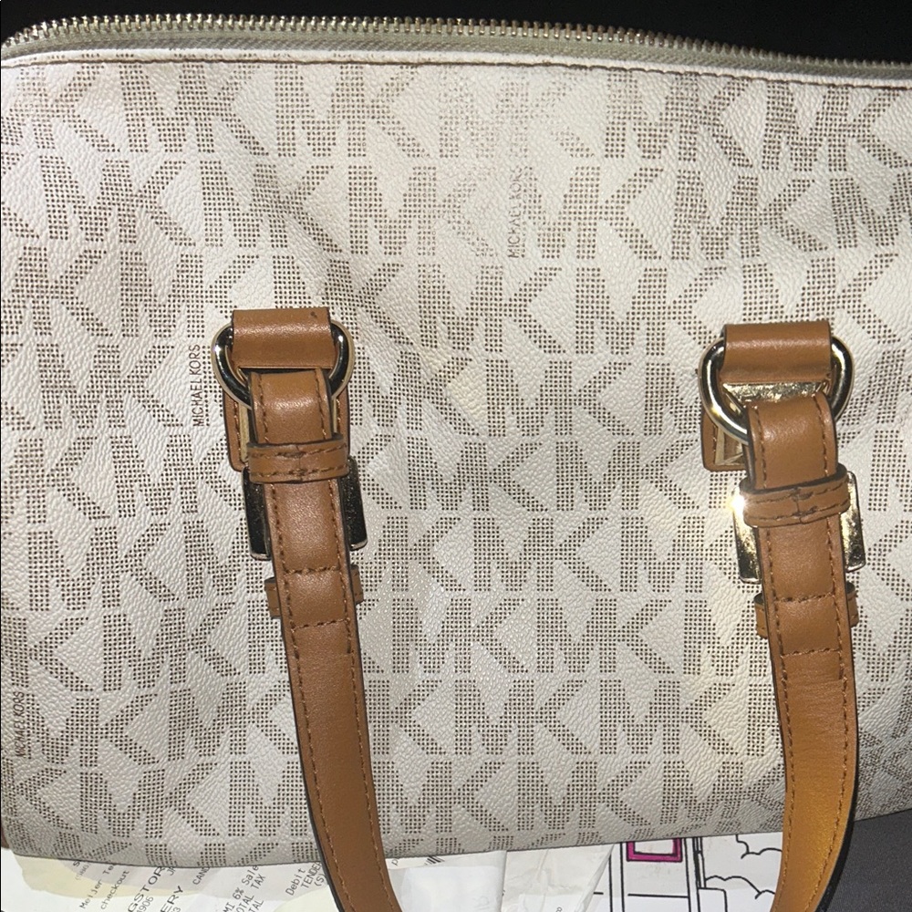 Michael Kors Cream and Tan Shoulder Bag